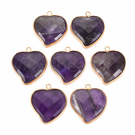 Natural Amethyst Pendants G-N326-124A-1