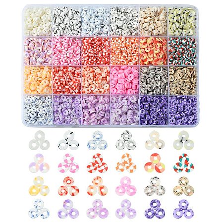 168G 24 Colors Eco-Friendly Handmade Polymer Clay Beads CLAY-YW0001-79-1