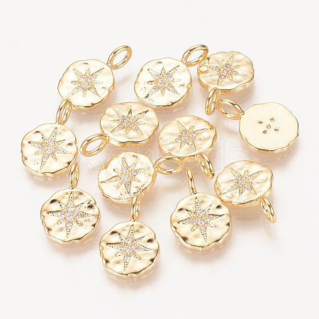 Brass Micro Pave Cubic Zirconia Charms ZIRC-R015-105G-1