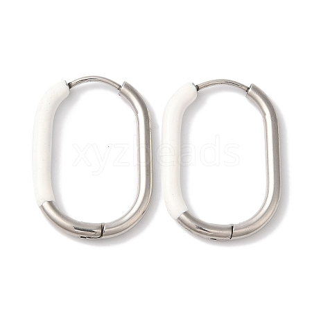 Oval Ion Plating(IP) 304 Stainless Steel Hoop Earrings for Women EJEW-L287-038P-02-1