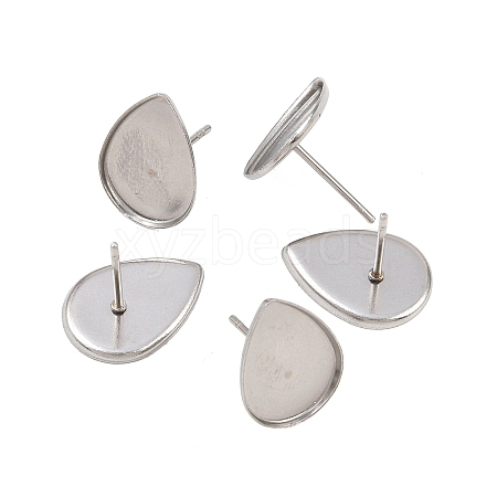 Tarnish Resistant Earring Cabochon Settings 304 Stainless Steel Ear Studs Blank Settings STAS-Q170-13-1
