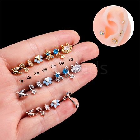 316L Stainless Steel Cubic Zirconia Cartilage Earrings for Women WGF6ABA-20-1