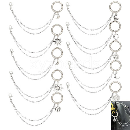 10Pcs 10 Style 304 Stainless Steel Decorative Shoe Chains FIND-AB00058-1