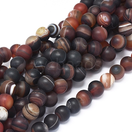 Natural Banded Agate/Striped Agate Beads Strands G-D0005-30-10mm-1