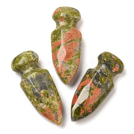 Natural Unakite Craved Sword Model Ornament DJEW-C019-02I-1