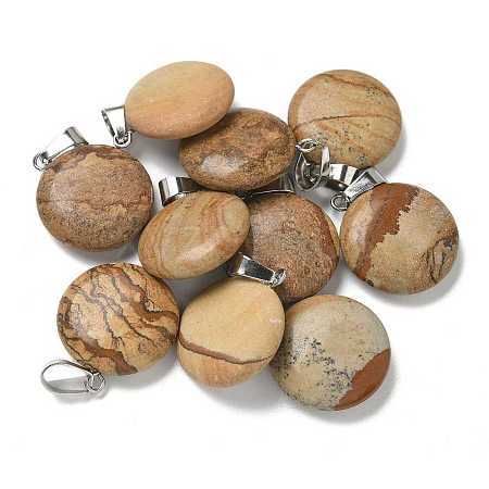 Natural Picture Jasper Pendants G-B127-14P-05-1