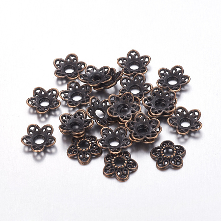 Tibetan Style Alloy Bead Caps X-RLF10597Y-NF-1