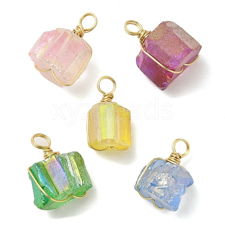 Electroplated Natural Quartz Nuggets Pendants PALLOY-JF02930-1