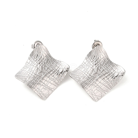 Non-Tarnish Rhombus 304 Stainless Steel Stud Earrings for Women EJEW-L272-005P-1