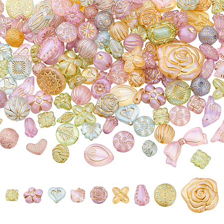 4Bags Frosted Transparent Acrylic Beads OACR-ME0001-42-1