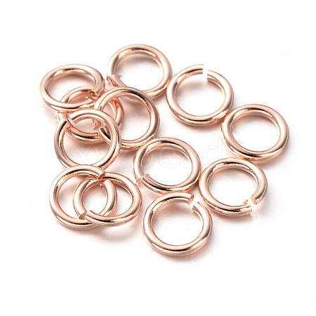 Eco-Friendly PVD Vacuum Plating & Long-Lasting Plated Brass Open Jump Rings KK-E663-10mm-RG-1