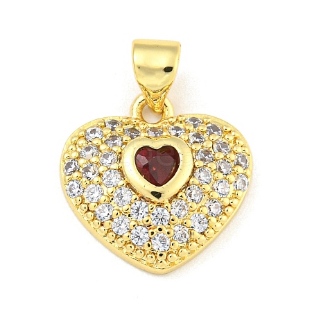 Heart Rack Plating Brass Micro Pave Cubic Zirconia Charms KK-Z053-17G-02-1