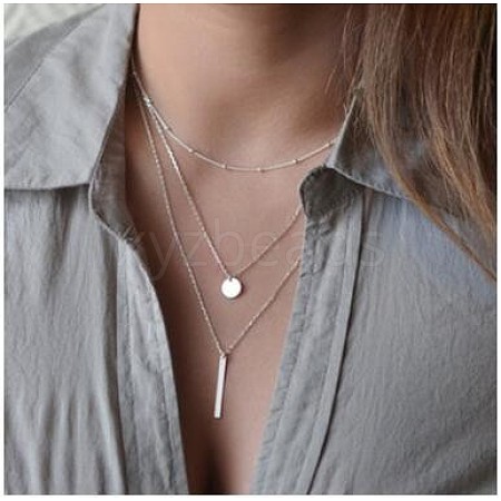 Alloy Pendant Layered Chain Necklaces for Women WGC39CD-26-1