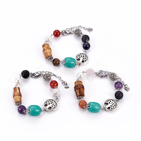 Mixed Gemstone Beads Bracelets BJEW-JB04231-1