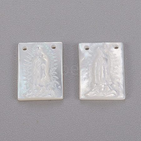 Natural White Shell Mother of Pearl Shell Charms SHEL-K004-03-1
