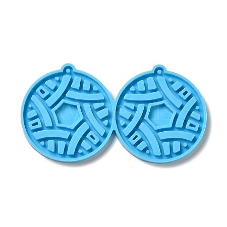 DIY Flat Round with Labyrinth Pendant Silicone Molds DIY-I099-44-1