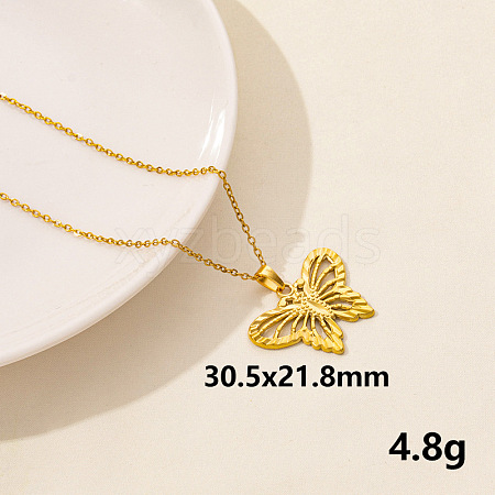 304 Stainless Steel Butterfly Pendant Necklaces CV0613-12-1