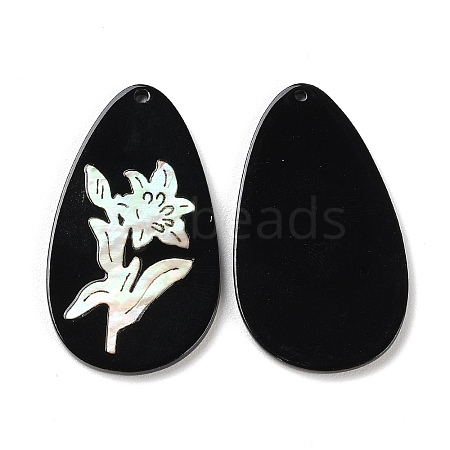 Opaque Flower Pattern Acrylic Pendants BACR-D001-01J-1