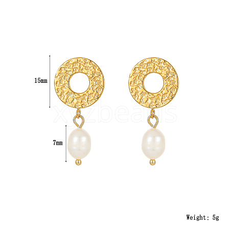 Golden Circle Pendant with Freshwater Pearl Earrings for Women SL1409-2-1