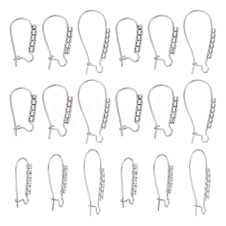 Unicraftale 18Pcs 3 Style 304 Stainless Steel Hoop Earrings Findings Kidney Ear Wires STAS-UN0038-20-1