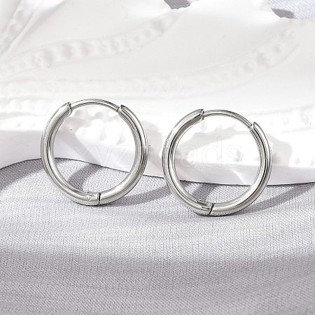 Tarnish Resistant 304 Stainless Steel Huggie Hoop Earrings EJEW-G272-02-12mm-P-1