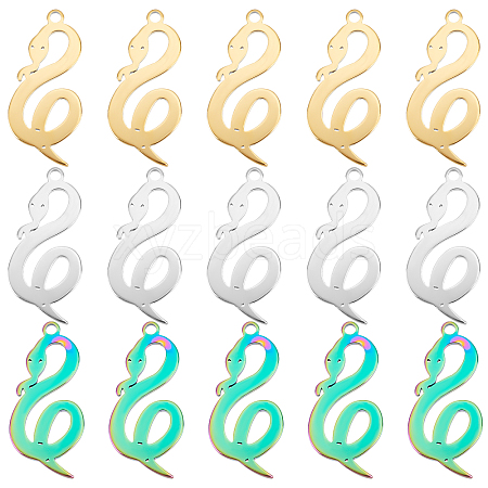 DICOSMETIC 24Pcs 3 Colors 304 Stainless Steel Pendants STAS-DC0010-53-1