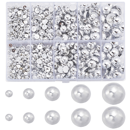 70G  5 Styles ABS Plastic Imitation Pearl Cabochons OACR-SC0001-45A-1