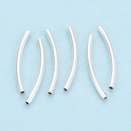 925 Sterling Silver Curved Tube Beads STER-N016-124S-1