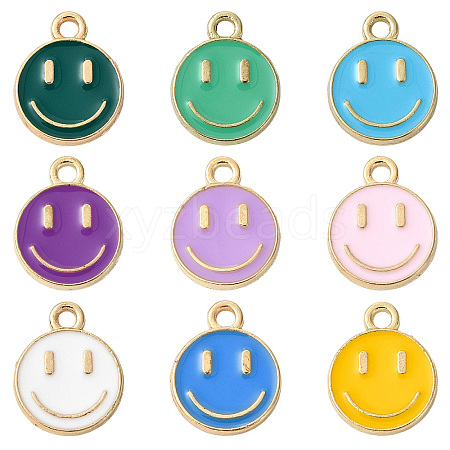 18Pcs 9 Colors Alloy Enamel Charms ENAM-YW0001-97-O-1