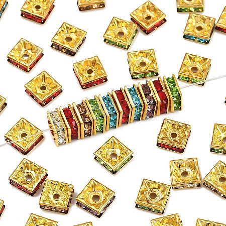 Brass Rhinestone Spacer Beads RSB074NFG-1