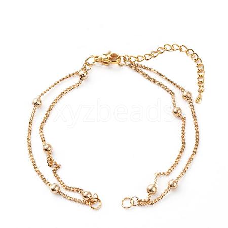 Multi-strand Brass Curb Chain Bracelet Makings AJEW-JB00981-1