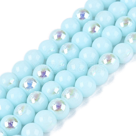 Electroplate Opaque Glass Beads Strands EGLA-Q132-6MM-01C-12-1