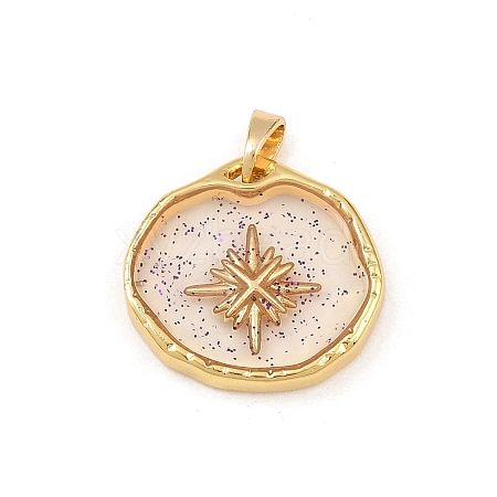 Transparent Epoxy Resin Brass Pendants LS-KK-B163-01G-03-1