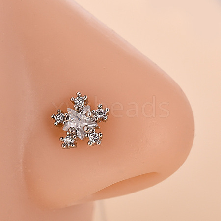 316L Surgical Stainless Steel Clear Cubic Zirconia L-Shaped Nose Rings WG09863-07-1