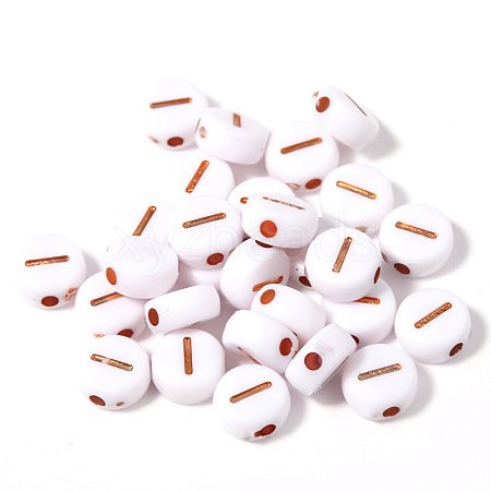 100Pcs Plating Opaque White Acrylic Beads FIND-PW0024-36G-1