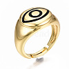 Adjustable Brass Enamel Finger Rings RJEW-N035-022-NF-5