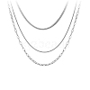 Titanium Steel Chains Three Layers Necklaces NJEW-D054-01A-01P-1