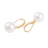 Rack Plating Brass Cubic Zirconia ABS Pearl Earring Hooks EJEW-S219-16G-04-2