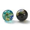 Flower Painted Handmade Lampwork Round Beads LAMP-I008-03-3