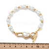 Heart 304 Stainless Steel Beaded Bracelets BJEW-L610-21G-02-5