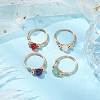 Round Natural & Synthetic Gemstone Finger Rings RJEW-JR00699-2