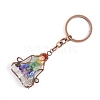 Copper Wire Wrapped Gemstone Chips Yoga Pendant Keychains PW-WG26152-01-1