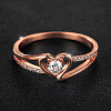 Heart Brass Micro Pave Clear Cubic Zirconia Finger Rings FS-WG243FC-11-1