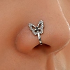 Brass Micro Pave Clear Cubic Zirconia Butterfly Clip-on Nose Septum Rings WGE0FFA-02-1