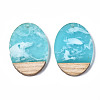 Transparent Resin & Walnut Wood Pendants RESI-T035-26-A02-2