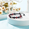 Round Synthetic Turquoise(Dyed) Braided Bead Bracelet with Alloy Skull BJEW-JB07863-02-2