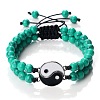 Black and White Yin Yang Synthetic Turquoise Braided Bracelets NA9786-9-1