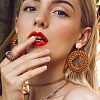 4Pairs Flat Round Alloy Raffia Dangle Stud Earrings FS-WG1ECDE-01-3