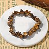 Unisex Chip Natural Tiger Eye Beaded Stretch Bracelets BJEW-S143-02-1