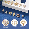 12Pcs 6 Styles Brass Micro Pave Clear Cubic Zirconia Connector Charms KK-TA0001-14-14